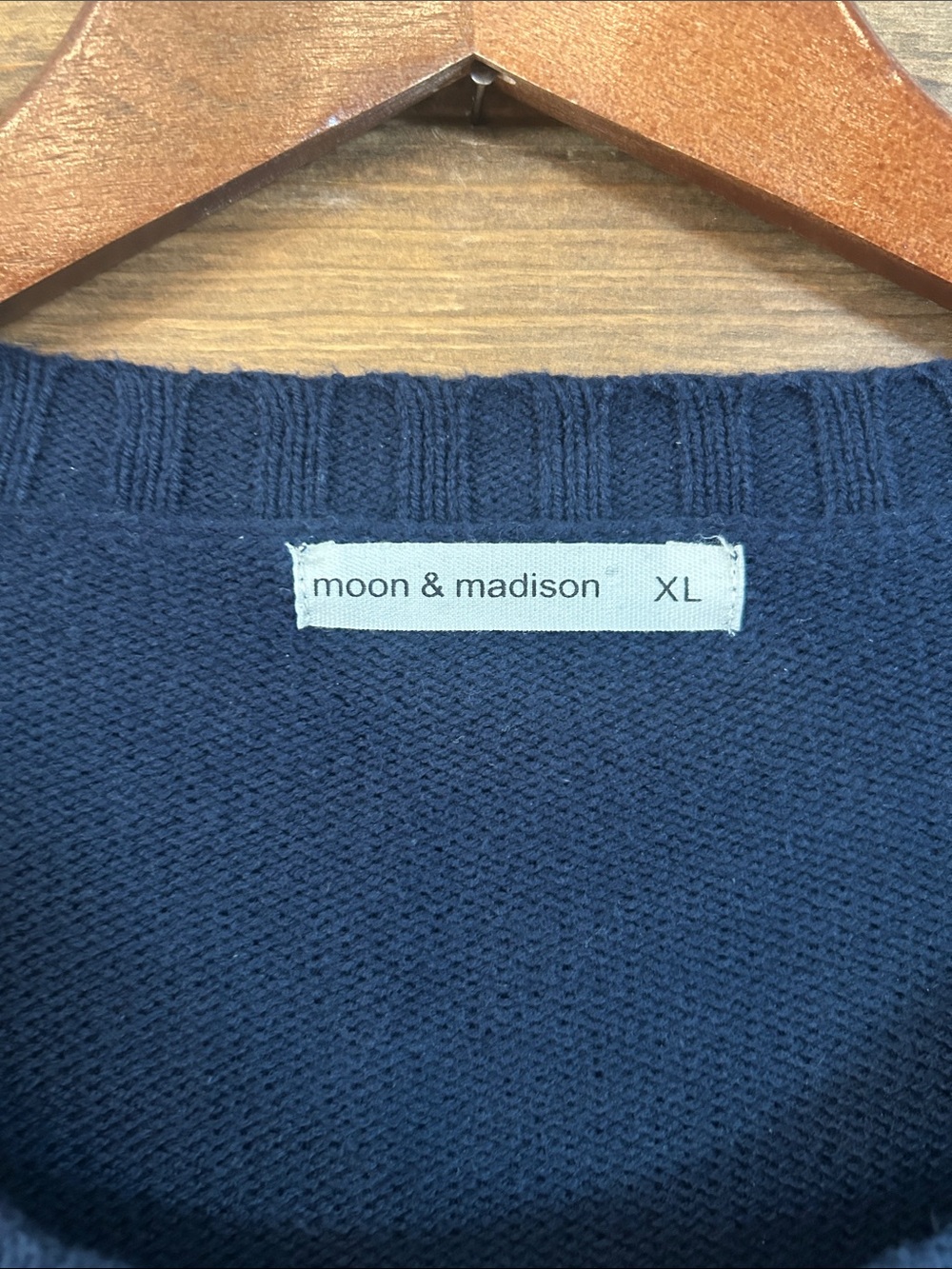 moon & madison Navy Crewneck Sweater with Flag Intarsia - Picture 2 of 5